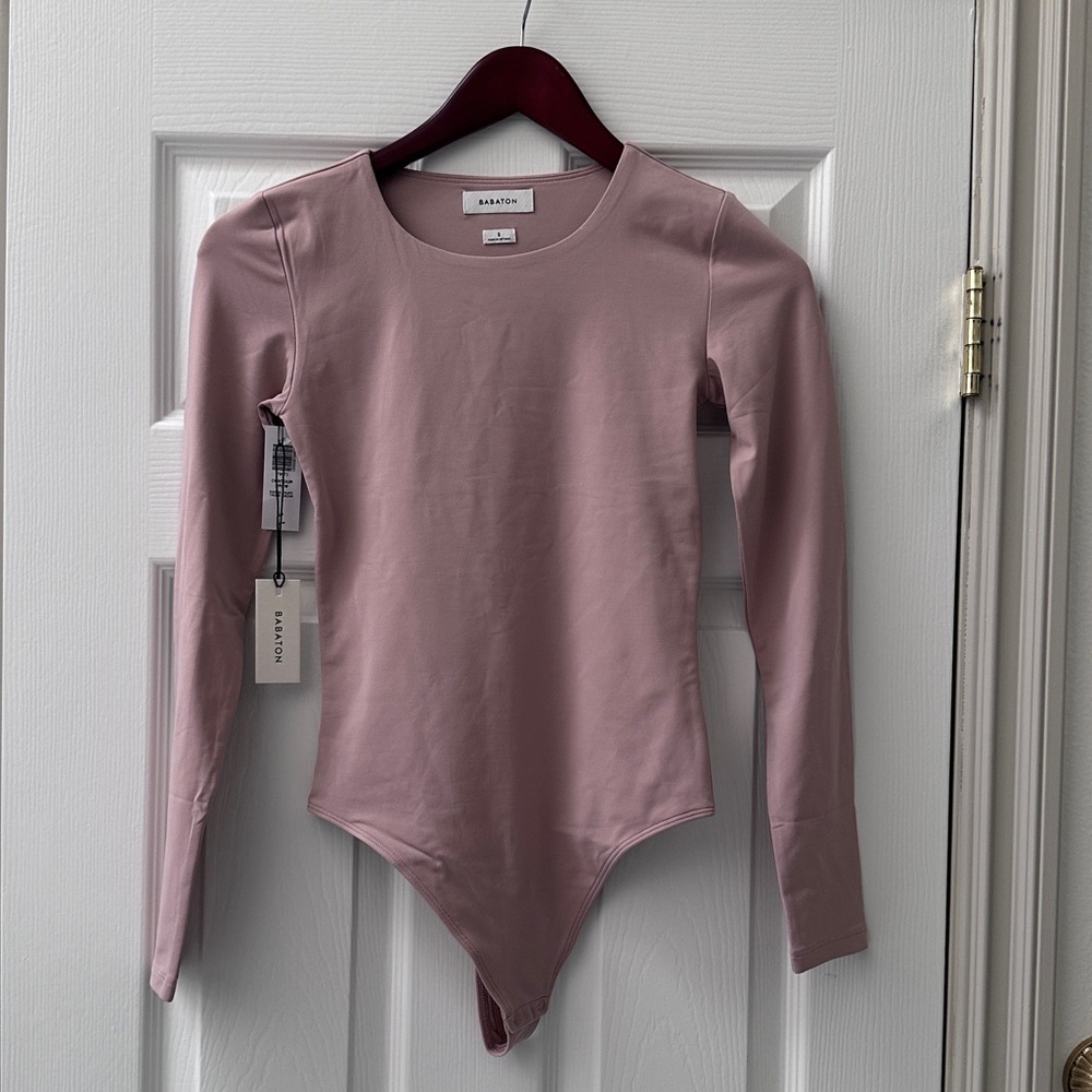 Aritzia - Babaton Contour - Crewneck Long Sleeve Bodysuit - Dusty Pink - Small